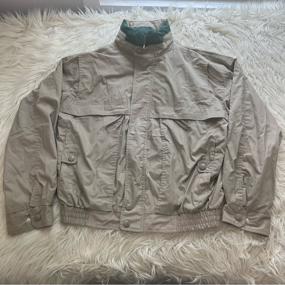 Vintage California Outerwear Windbreaker Jacket Khaki Full Zip Hooded Men’s L
